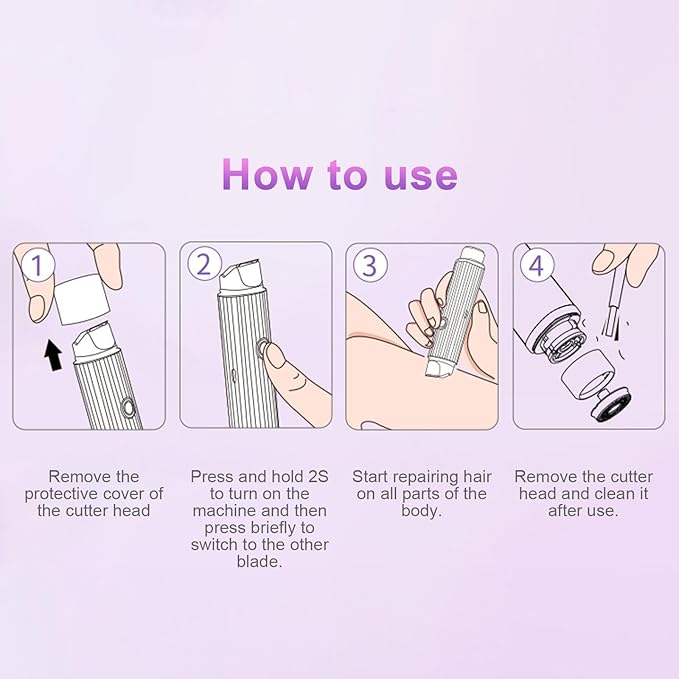 Electric Bikini Trimer Shaver for Women，2 in 1 Dual-Head Waterproof Shaver Portable Hair Removal Kit for Bikini Underarm Leg Arm Body Face